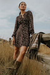 Myles Floral Mini Dress in Burgundy