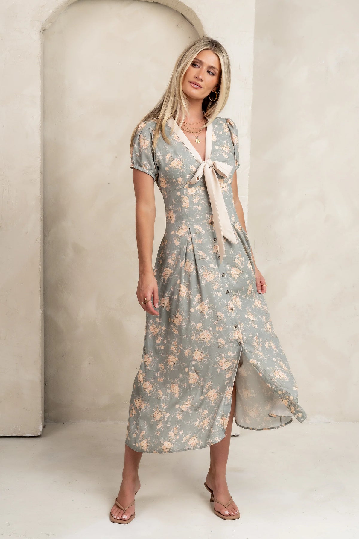 Vera Floral Maxi Dress in Sage