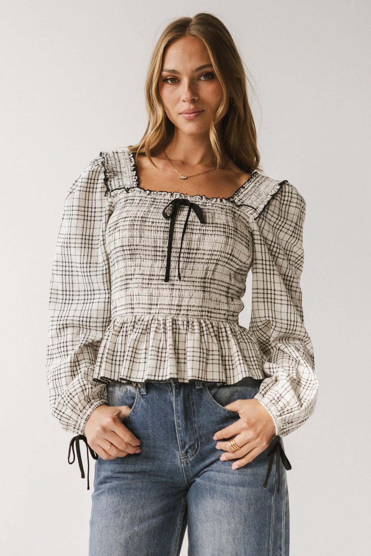 Vale Smocked Blouse in Black