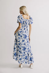 Mellanie Floral Maxi Dress in Blue