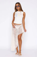 Milan Mornings Lace Maxi Skirt Off White