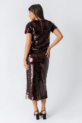 Presley Sequin Top in Burgundy