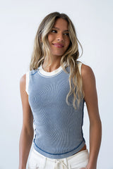 Lilah Reverse Seam Tank in Indigo