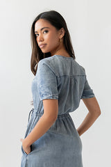 Tatum Denim Wrap Midi Dress