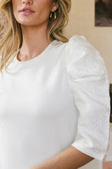 Andrea Mixed Media Top in Cream