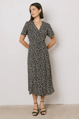 Malik Floral Midi Dress in Black