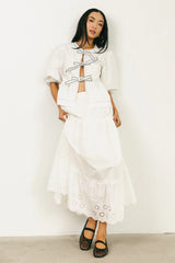 Elvie Peplum Tie Blouse in White
