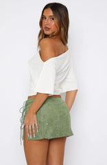 Goddess You Sequin Mini Skirt Sage