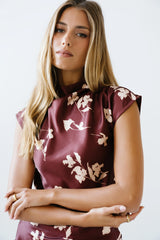 Carsyn Floral Top in Red-Brown