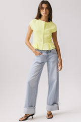 Rumi Button Front Blouse in Yellow