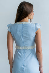 Jessica Lace Trim Maxi Dress in Blue