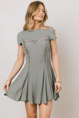 Erin Cap Sleeve Mini Dress in Sage
