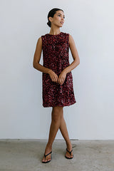 Bessie Sequin Mini Dress in Burgundy