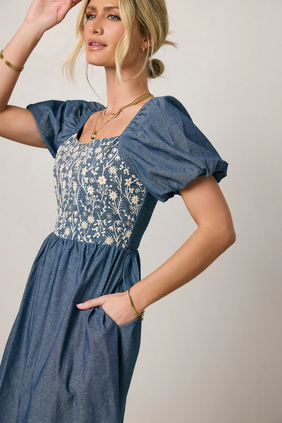 Tesalina Denim Midi Dress