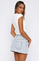 Love To Dream Distressed Denim Mini Skirt Light Blue