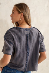 Amaya Knit Tee in Navy