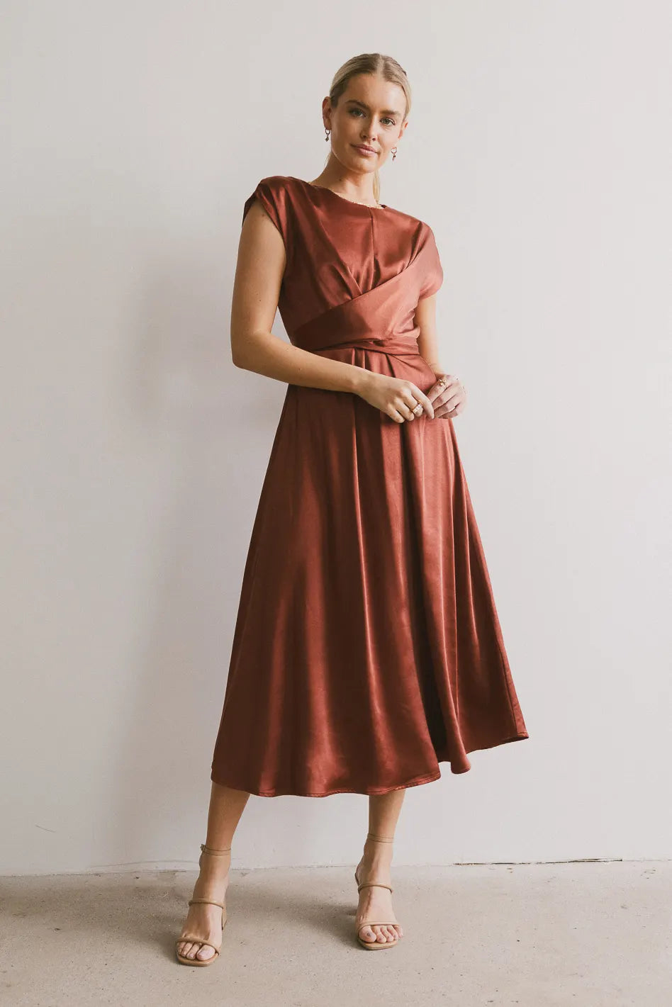Rosalind Midi Dress in Rust