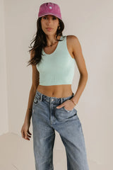 Safiya Cropped Tank in Mint