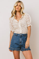 Mari Lace Blouse in Cream