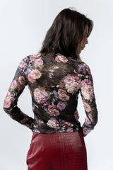 Winnie Floral Crinkle Top in Black