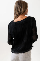 Zuri Smocked Blouse in Black