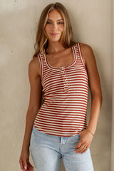 Sailor Striped Tank in Brick