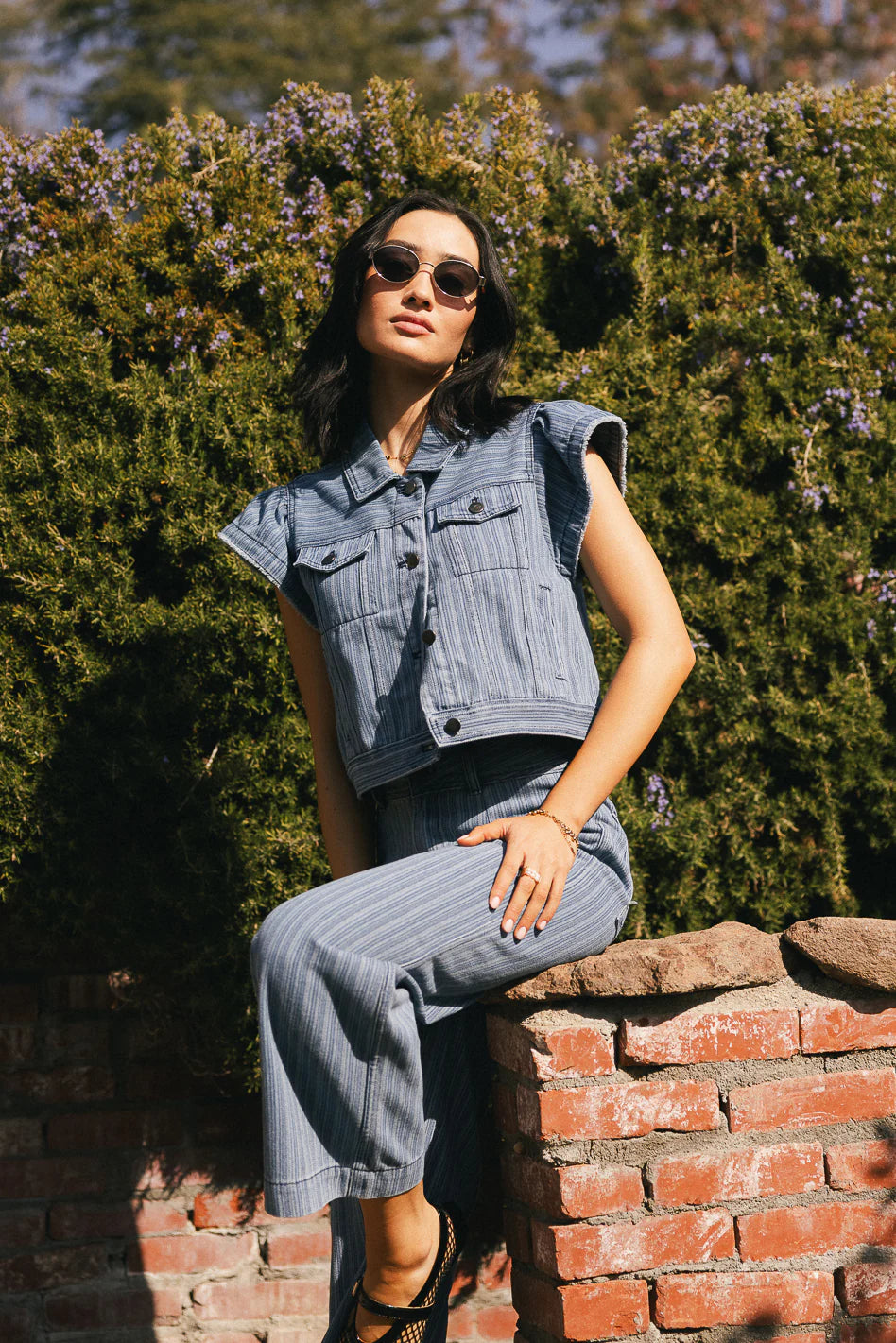 Jennie Denim Striped Button Up