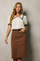 Allison Contrast Button Up