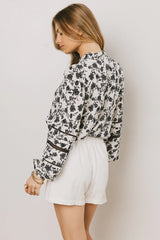 Imann Floral Blouse in Navy