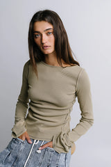 Toby Ribbed Top in Olive