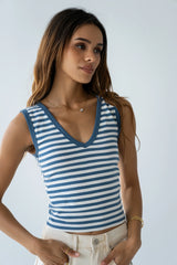 Kylen Striped Tank Top in Blue