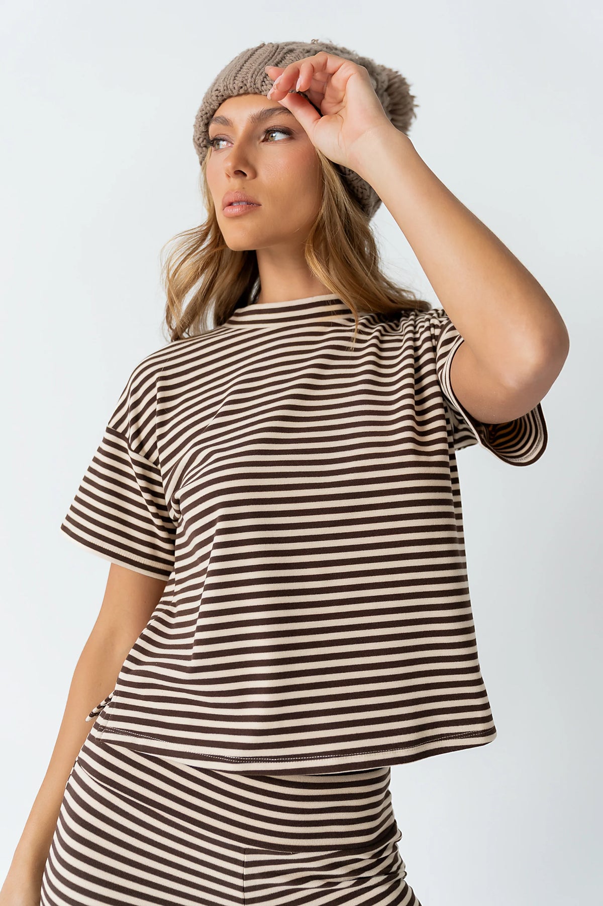 Jannet Striped Top in Brown