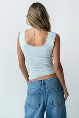 Sawyer Lace Trim Tank Top in Blue